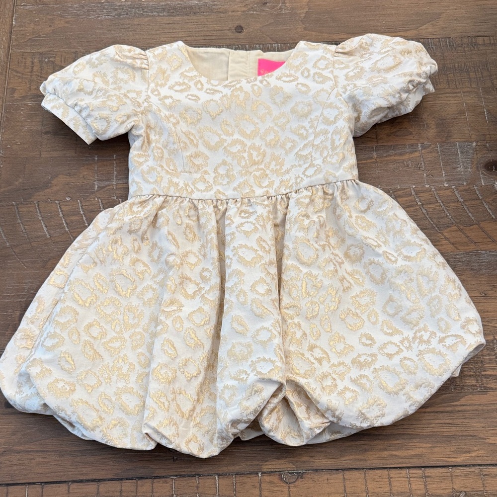 Lilly Pulitzer Kids Cream and Gold Patterned Dress
